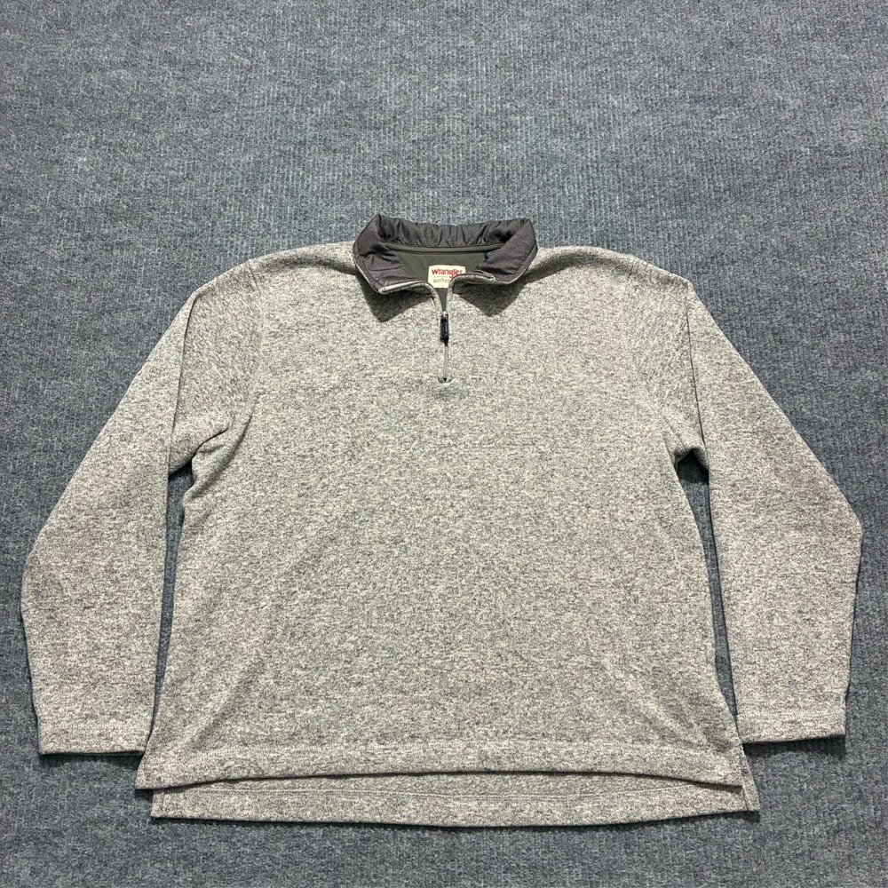 Wrangler Authentics Mens Knitted Sweater‎ Size XL Gray 1/4 Zip Collared Pullover